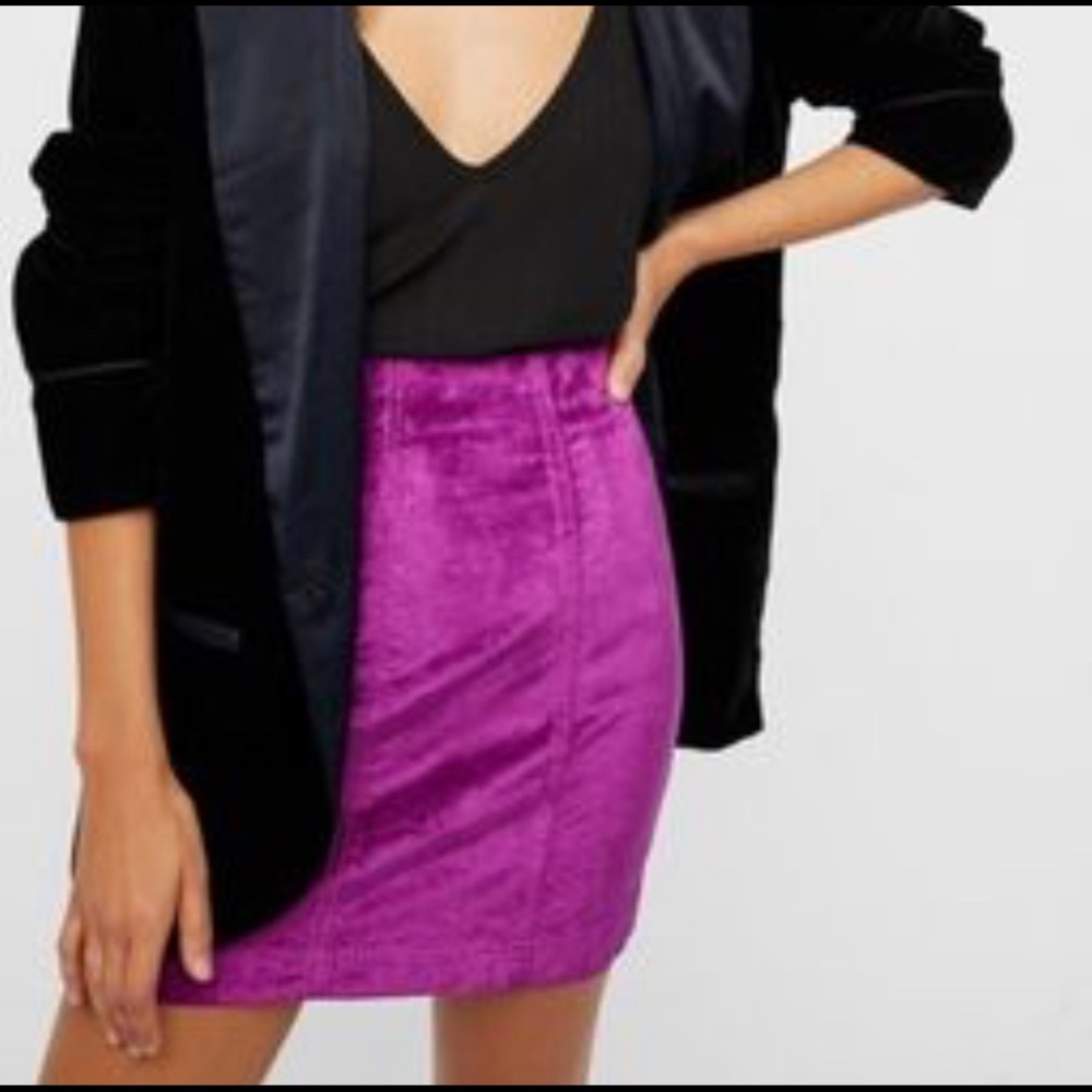 FREE PEOPLE velvet magenta femme skirt
